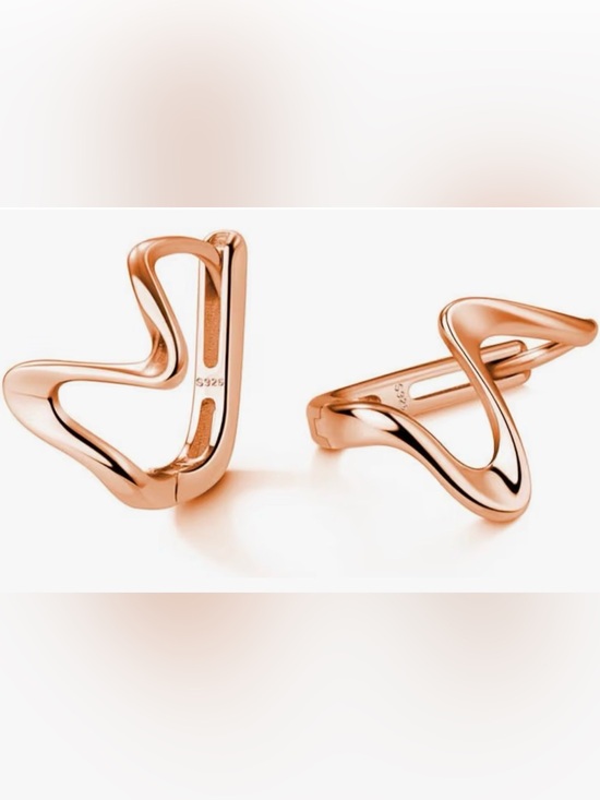 Jewelry - 925 Silver Rose Gold Wave Earrings